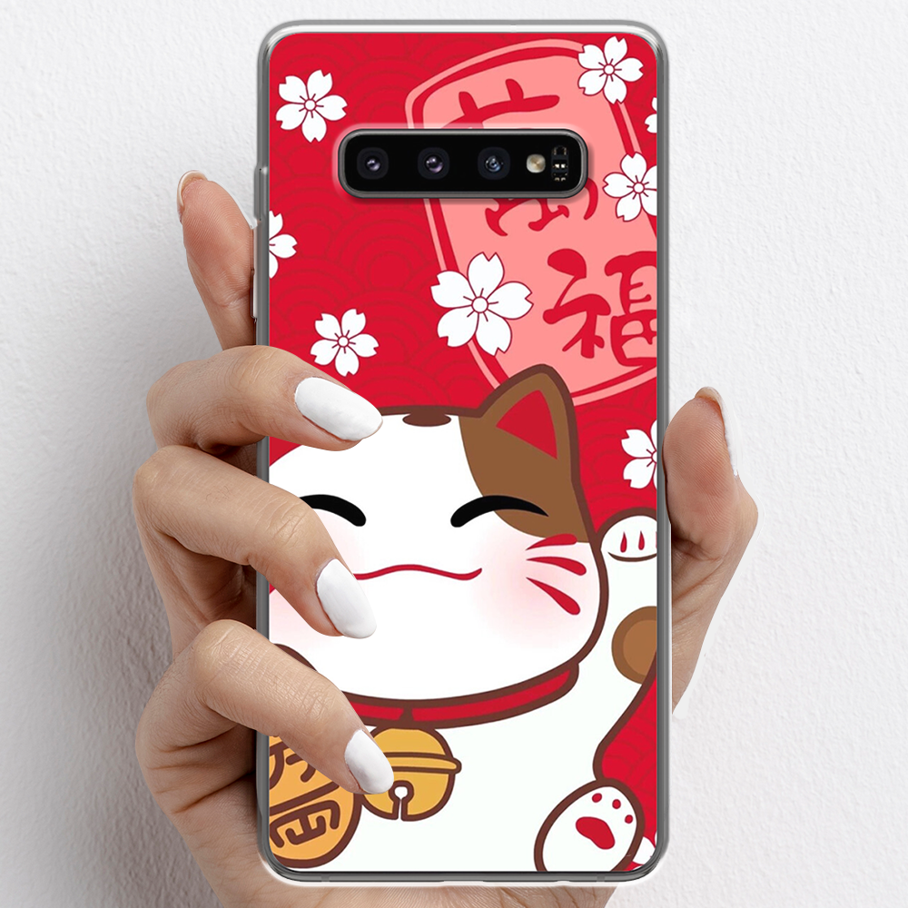 Ốp lưng cho Samsung Galaxy S10, Samsung Galaxy S10 Plus nhựa TPU mẫu Mèo thần tài