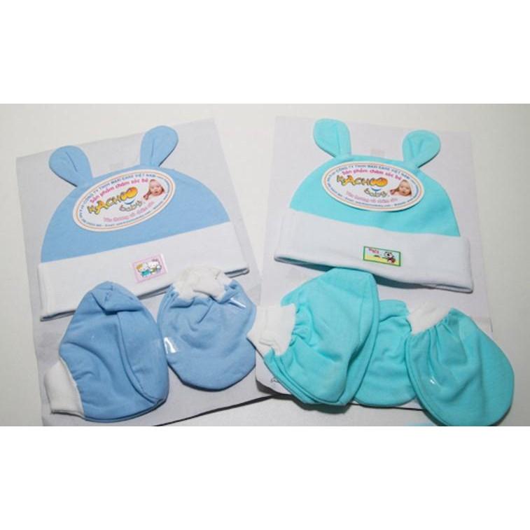 Set 5 bộ nón và vớ đủ màu tai thỏ 100% cotton giao màu ngẫu nhiên
