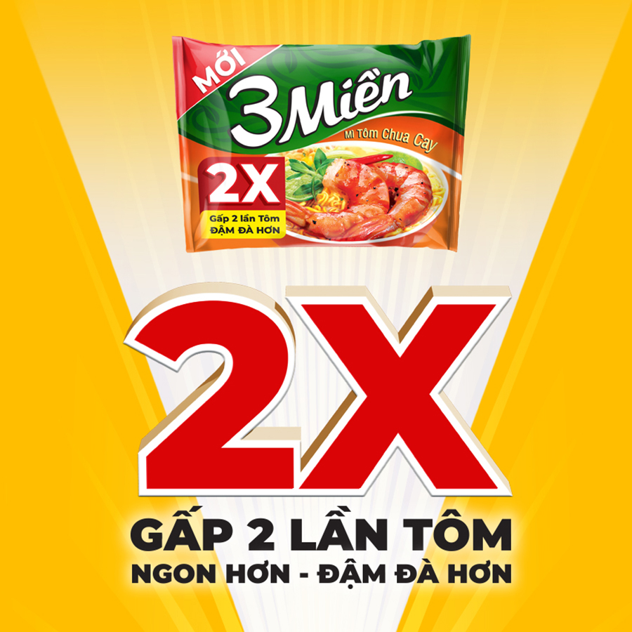 Thùng 30 Gói Mì 3 Miền Tôm Chua Cay 65g