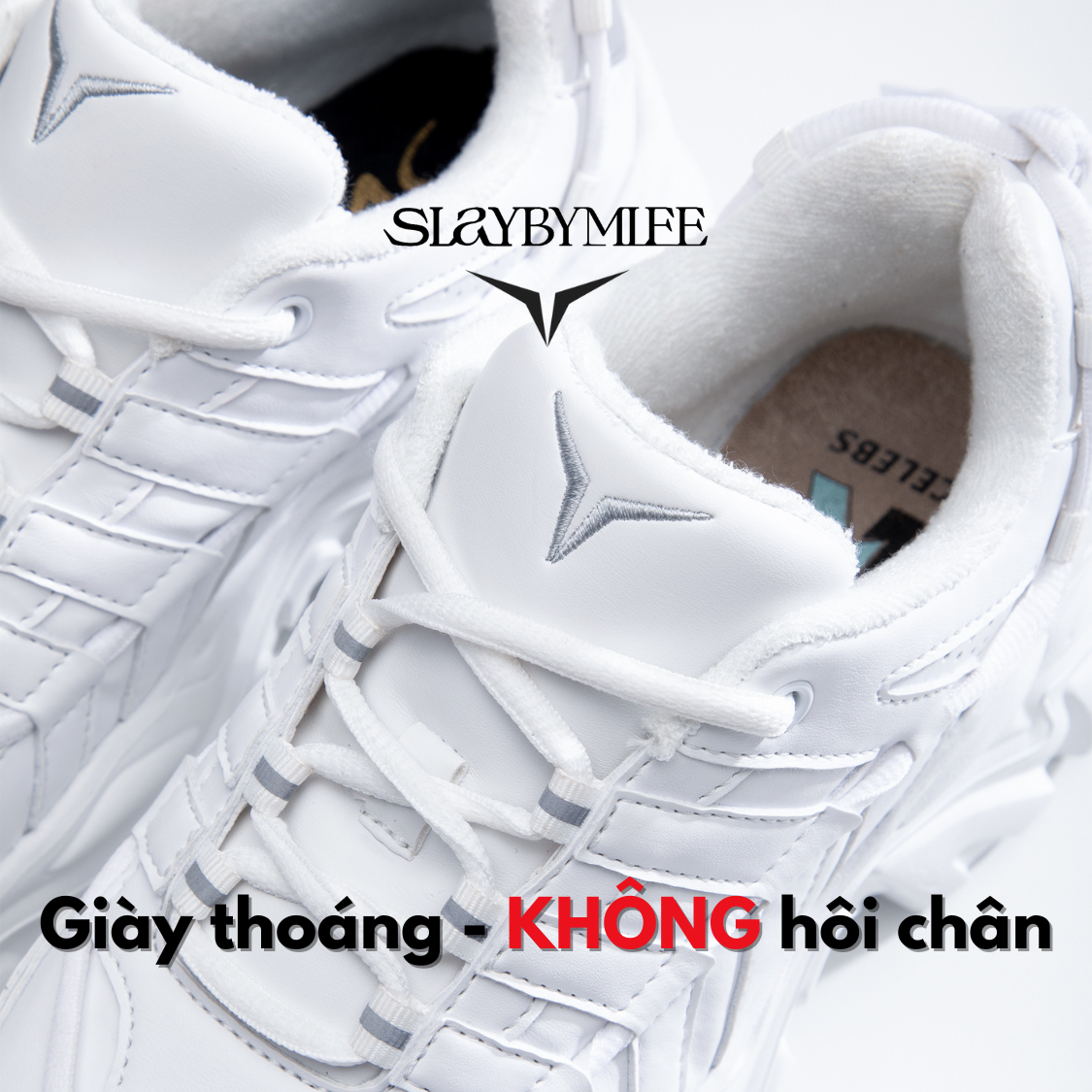 Giày đế cao SLAY BY MLEE, Sneaker Chunky All - White, Hàng chính hãng cao cấp