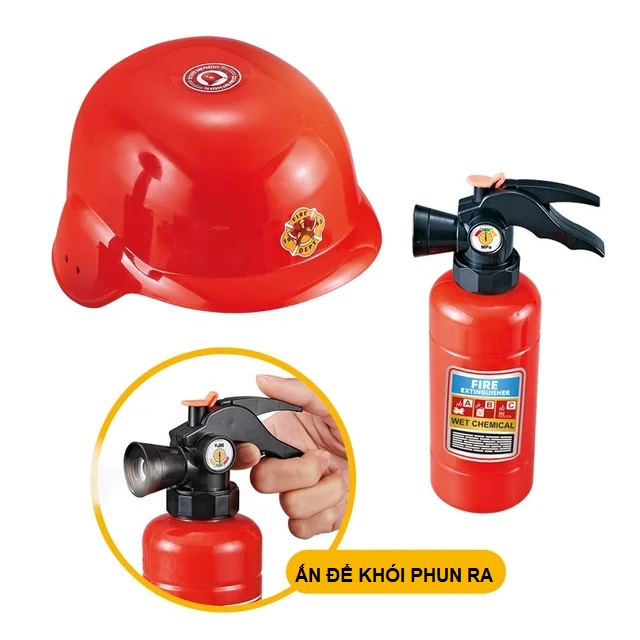 Xe cứu hỏa đồ chơi ô tô cho bé có nhạc đèn kèm dụng cụ 22 chi tiết có mũ, quà tặng sinh nhật cho bé