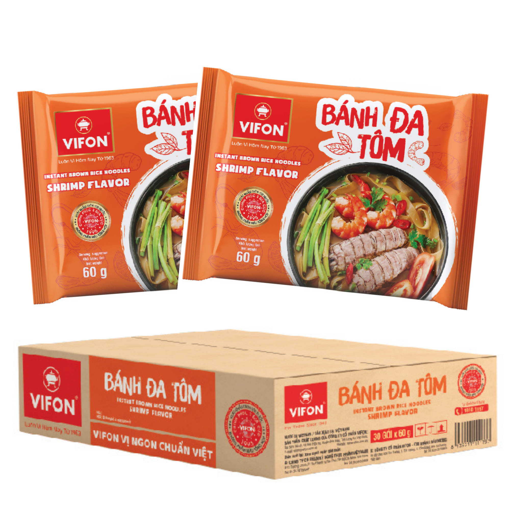 Thùng 30 Bánh Đa Tôm VIFON (60gr / Gói)