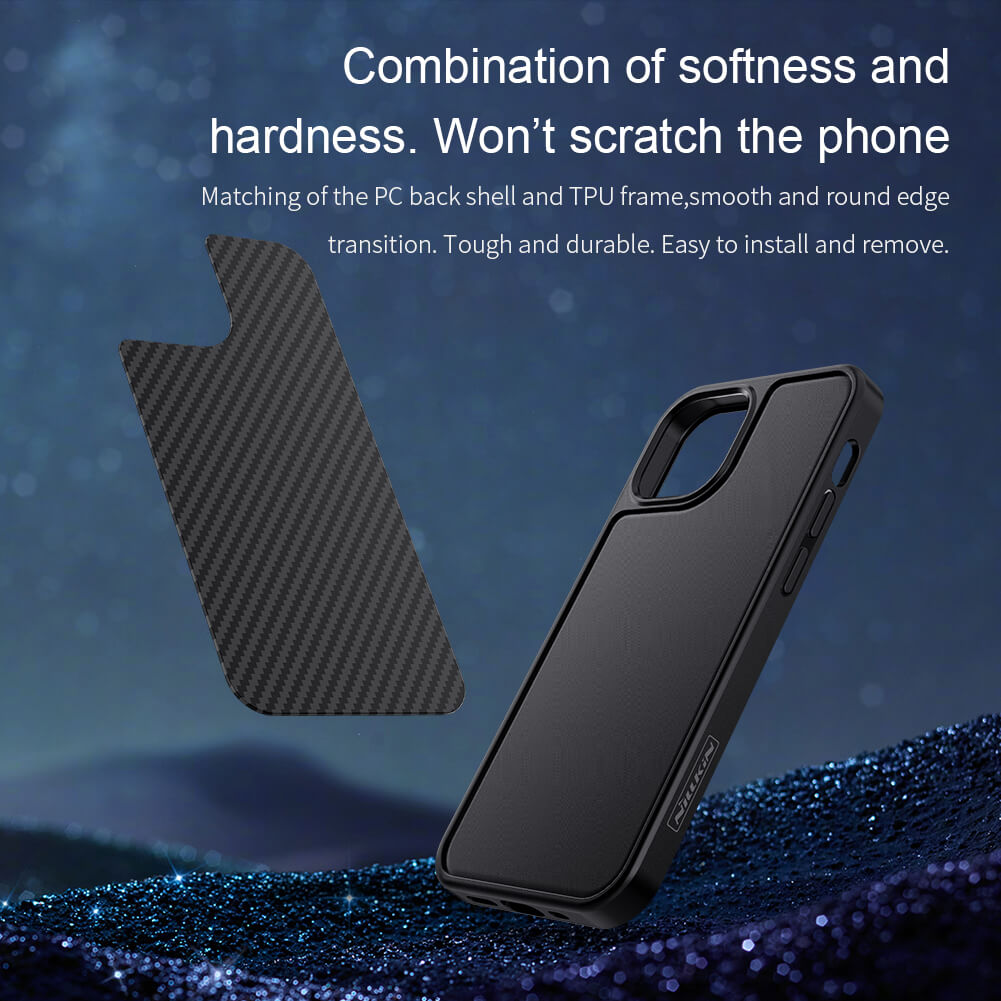 Ốp lưng chống sốc siêu mỏng cho iPhone 13 chất liệu vân carbon cao cấp hiệu Nillkin Synthetic fiber - hàng nhập khẩu