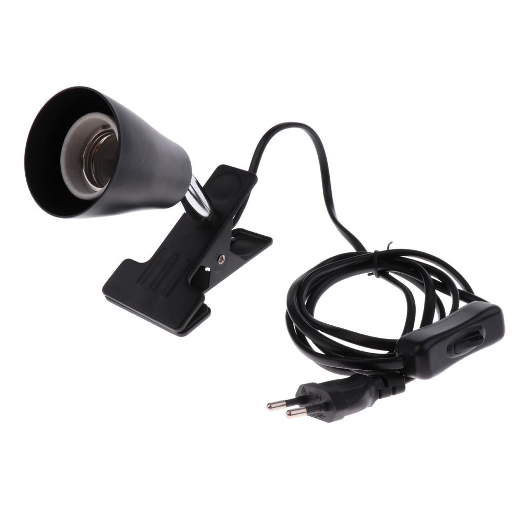 E27 Pet Reptile Heating Light UVA UVB Bulb Clamp Lamp Holder EU Plug