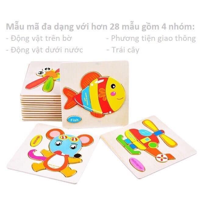 Tranh ghép hình bằng gỗ 3D nổi cho bé thông minh