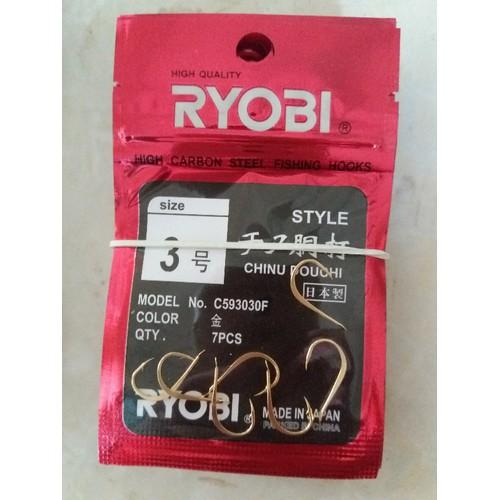 Lưỡi câu cá Ryobi không thể thiếu cho cần thủ, thuộc dòng lưỡi chân vuông ko khoen tròn.lưỡi dầy và làm bằng thép carbon