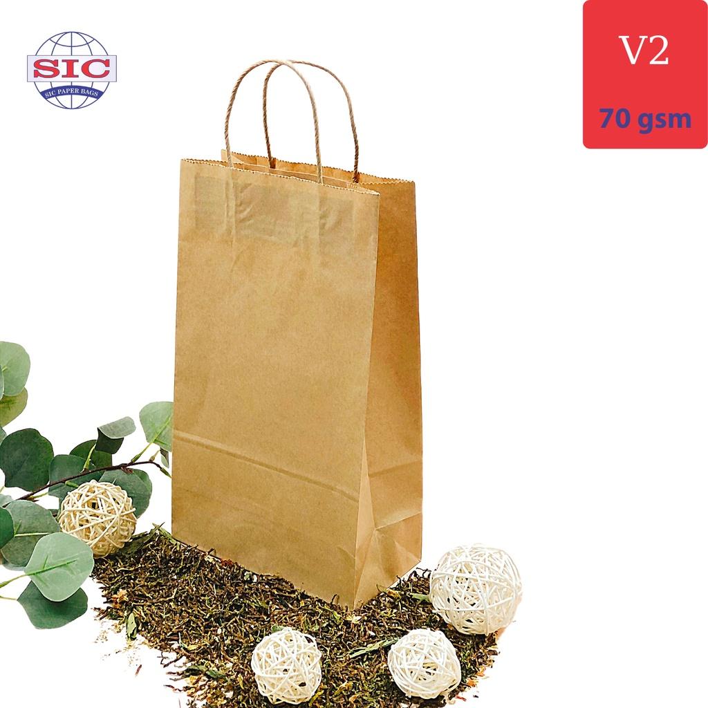 100 CHIẾC TÚI GIẤY KRAFT V2 19.5x10x33cm CÓ QUAI