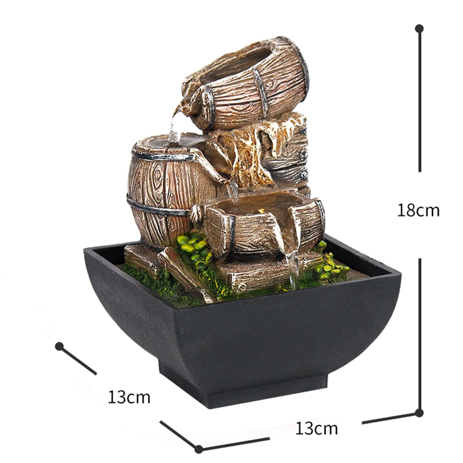 3 Tiers Desktop Water Fountain with Scene Light for Zen Meditation Ornament