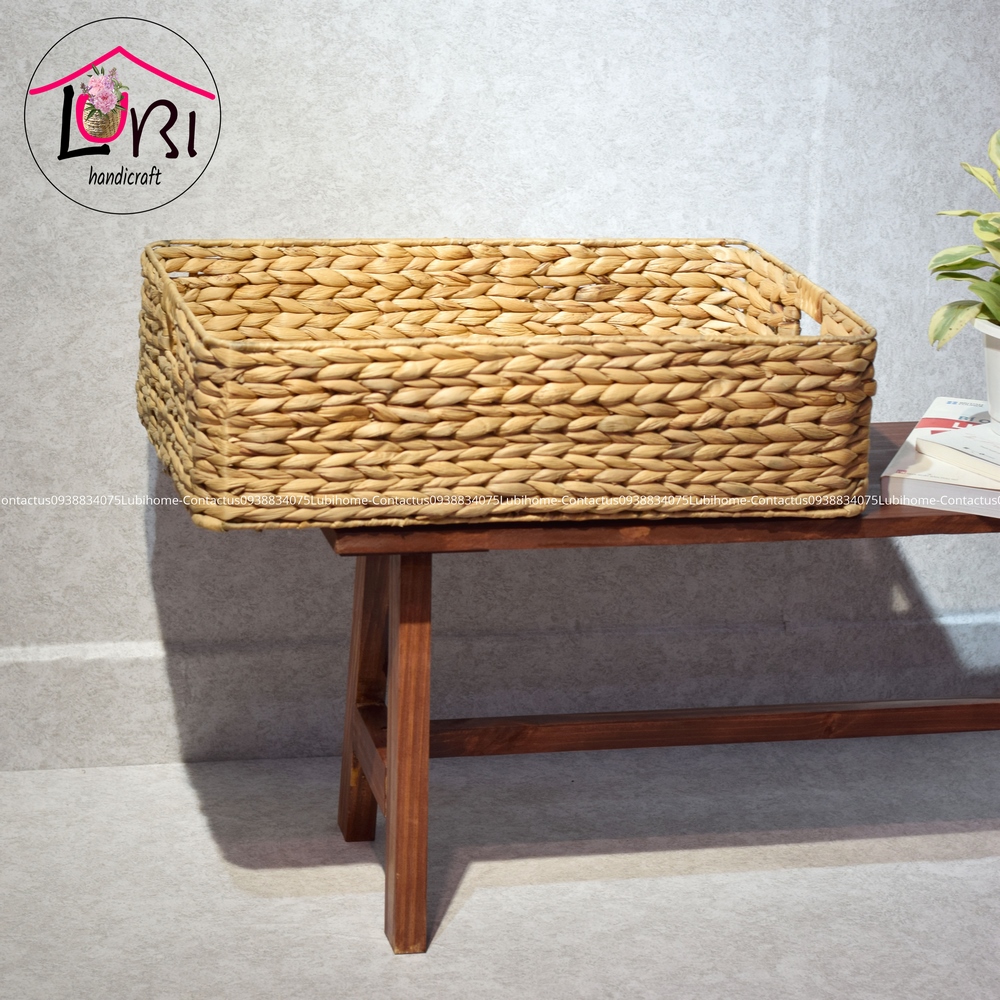 Lubihandicraft - Khay đựng đồ đan lục bình bo góc để giường - đẹp, tiện dụng