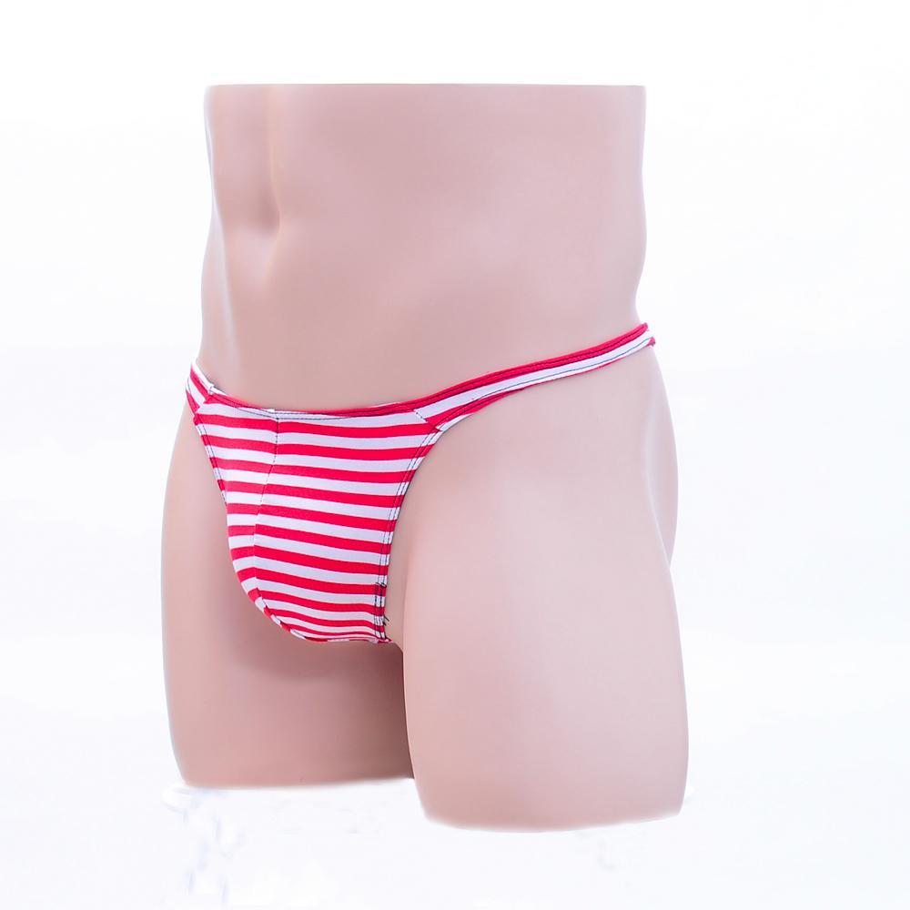 2-3pack Men's Sexy G-string Underwear T-back Thongs Briefs Red White Striped