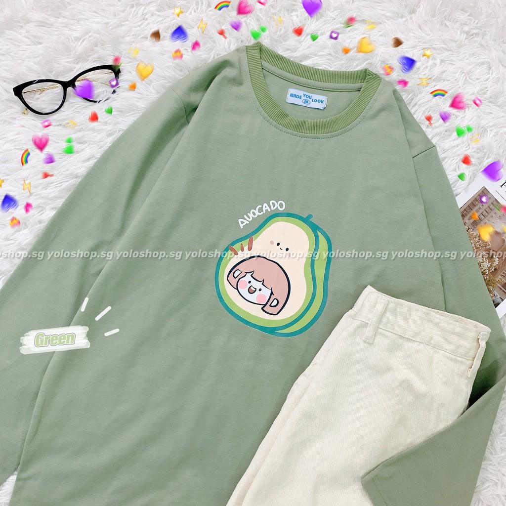 Áo thun tay dài TRÁI BƠ AVOCADO phông Unisex nam nữ tee oversize form rộng pull Ulzzang Streetwear thu đông vải mềm