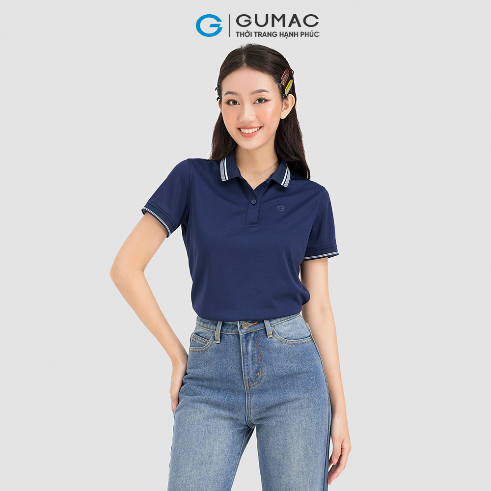 Áo polo nữ GUMAC ATC08008 2 sọc fit eo
