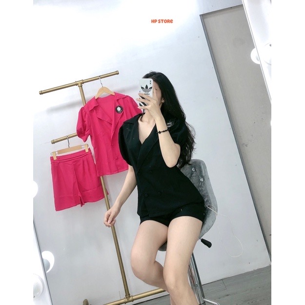 Bộ Vest Đính Cúc Áo, Quần Thời Trang