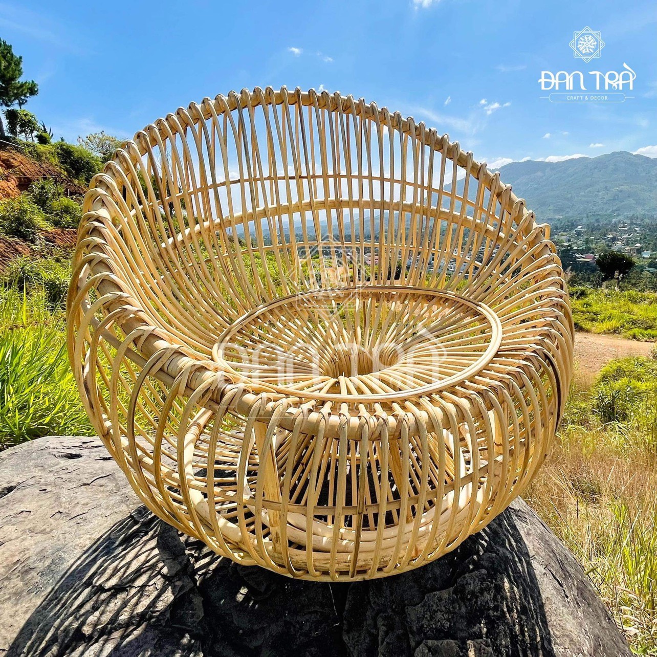 Ghế Mây Nest Dáng Trụ Tròn -Ghế Mây Thư Giãn Đọc Sách- Ghế Mây Decor Chụp Hình- Nội Thất Mây Tre Đan Trà