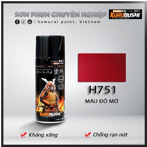 Sơn xịt Samurai Kurobushi - màu đỏ mờ H751 (400 ml)