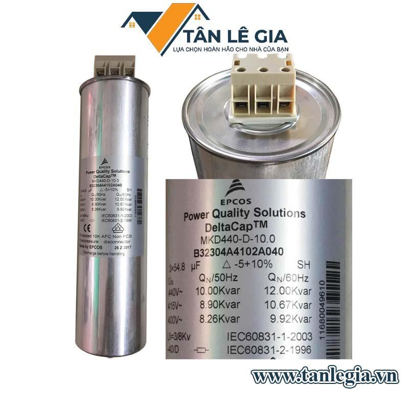 Epcos Deltacap MKD-440-D-10 B32304A4102A040: Tụ bù khô (tròn) 10KVar, 440V, 50Hz