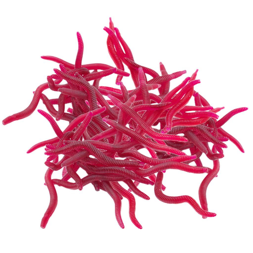 100pcs/pack Earthworm Fishing Bait Red Worm Fishing Lures