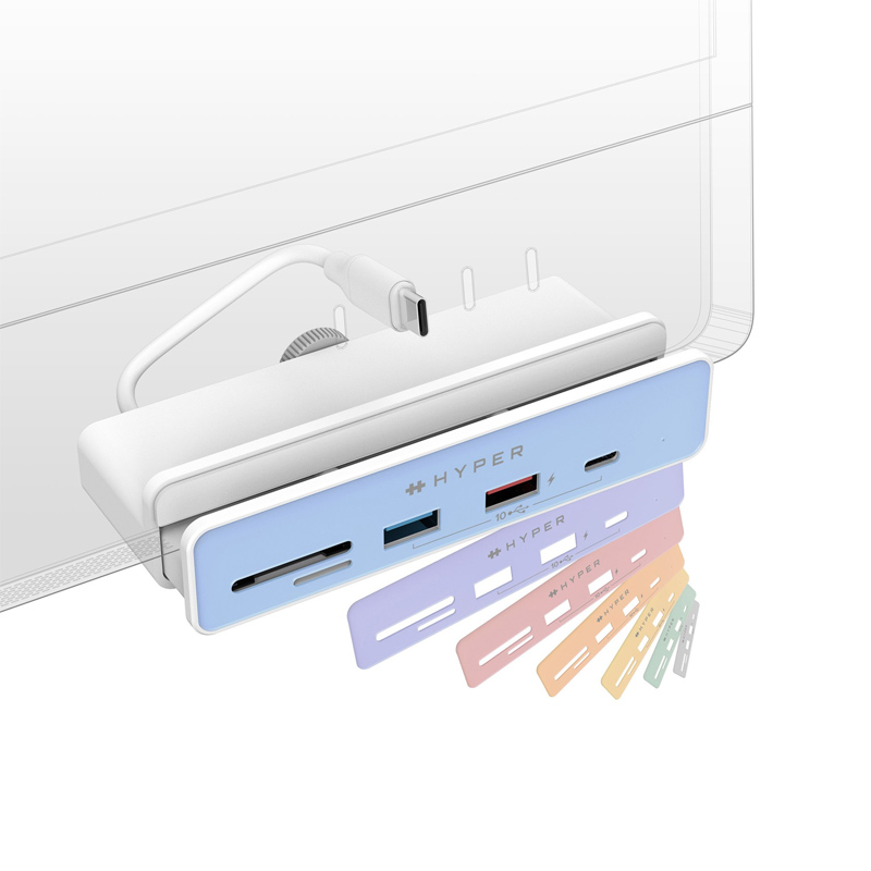 Cổng chuyển chuyên dụng dành cho iMac 24″ HYPERDRIVE 6 in 1 USB-C HUB - HD34A8 kèm 7 miếng dán theo màu iMac 24″ - Hàng Chính Hãng