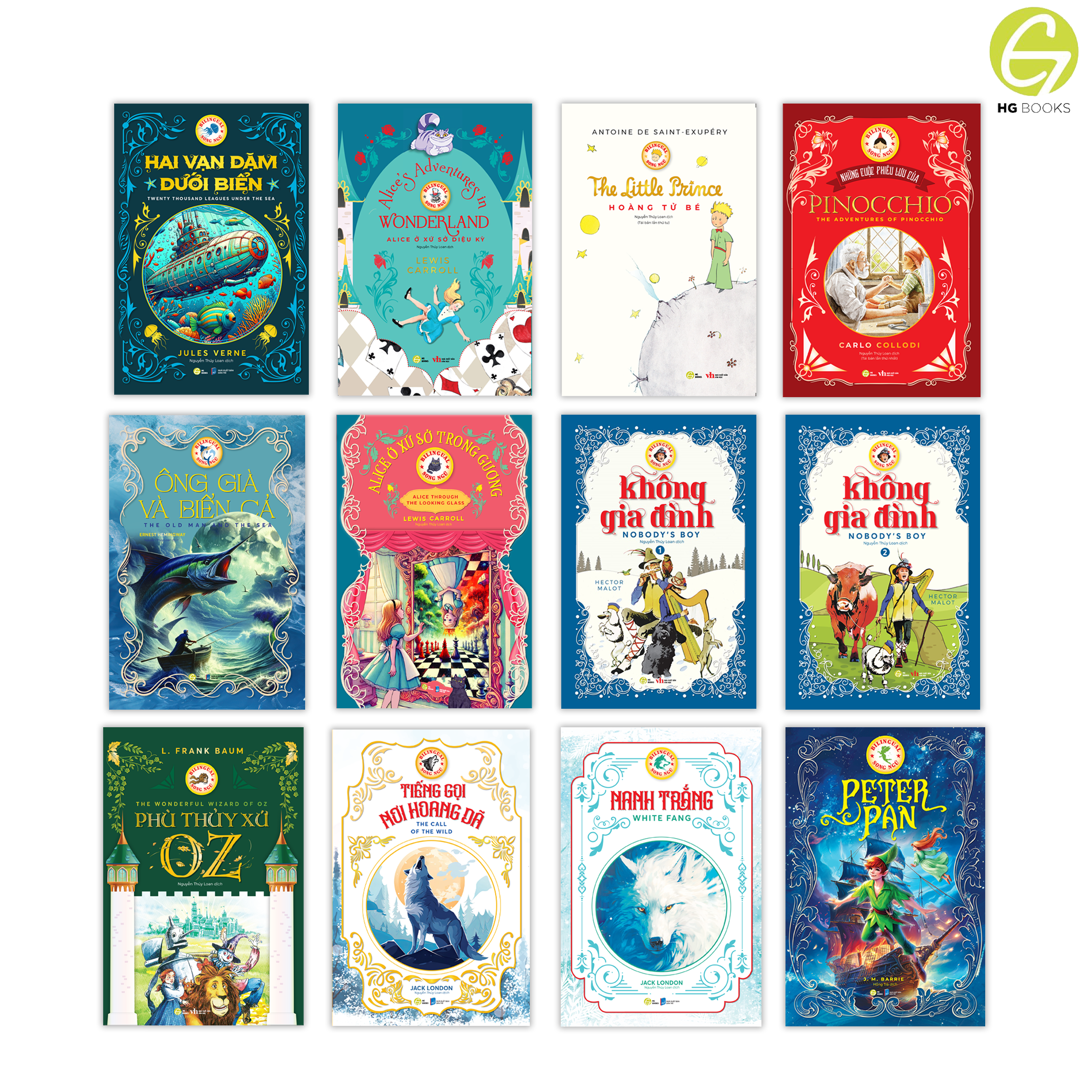 Sách văn học kinh điển song ngữ -  Sách văn học (TB 2024), tặng audio &amp; note từ vựng song ngữ - HG Books