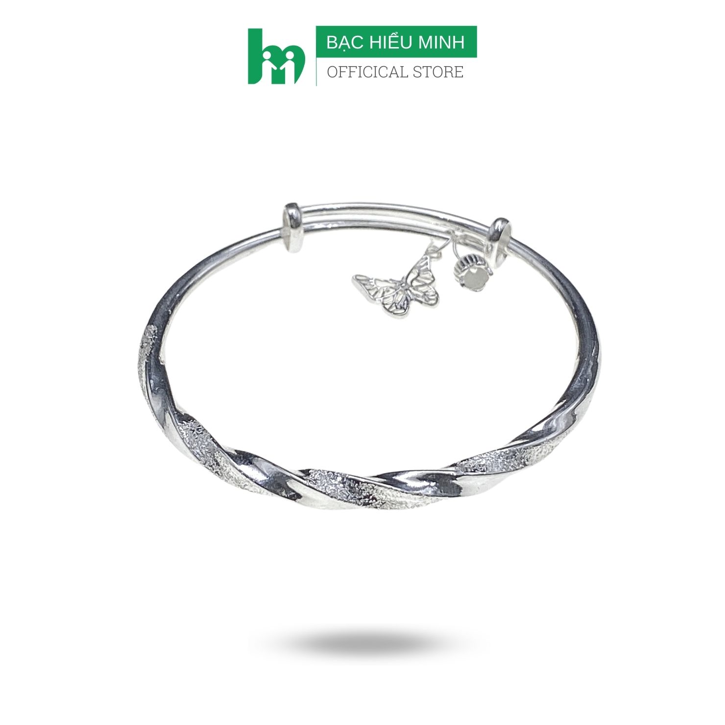 Lắc Tay Nữ Bạc Ta Nguyên Chất S99 Charm Hồ Điệp BẠC HIỂU MINH LTU620