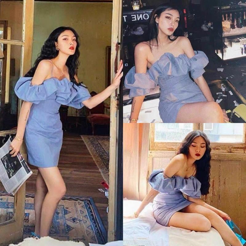 Đầm Xinh WASABI DRESS thiết kế phần thân bồng bềnh sau lưng bo chun thích hợp các buổi tiệc đi chơi
