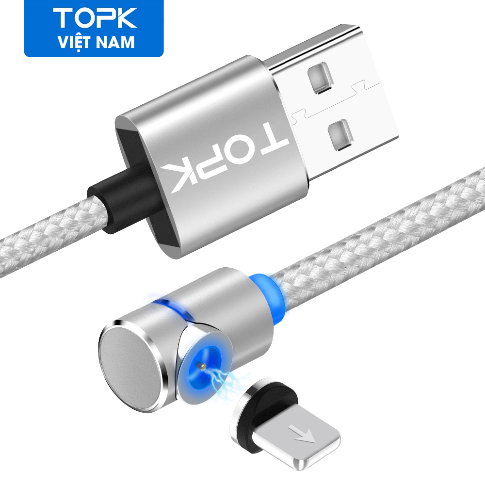 [HÀNG CHÍNH HÃNG] Cáp sạc từ tính TOPK AM30 USB- Micro Đèn Led , Dành Cho Samsung S7 Huawei Xiaomi 4 Redmi Note 4 Sony OPPO F9 Vivo X20 90 Độ Góc Phải - Phân phối bởi TOPK VIỆT NAM