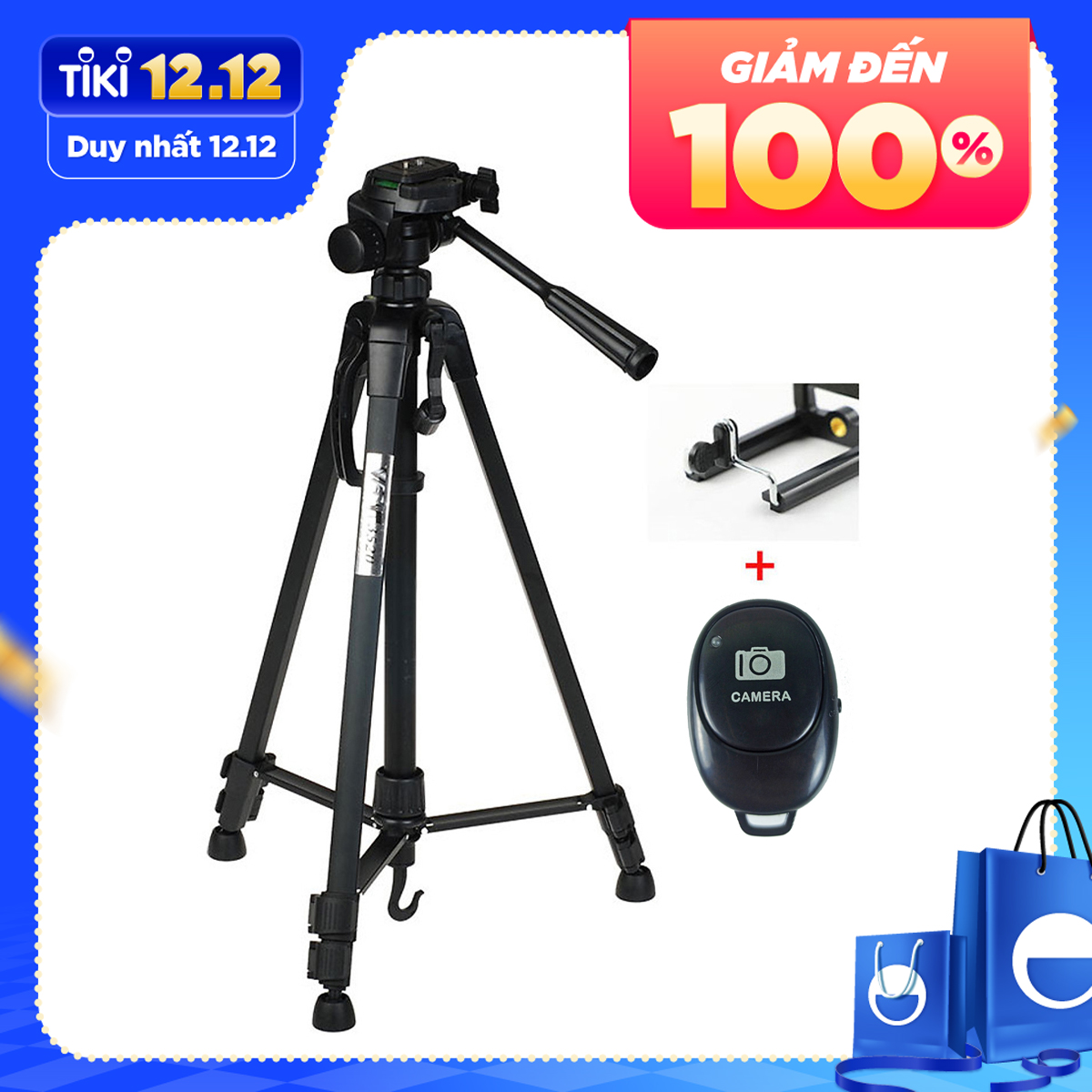 Chân máy ảnh Weifeng WT-3520 khung nhôm cao cấp-Hàng nhập khẩu. Tặng kèm remote + kẹp điện thoại