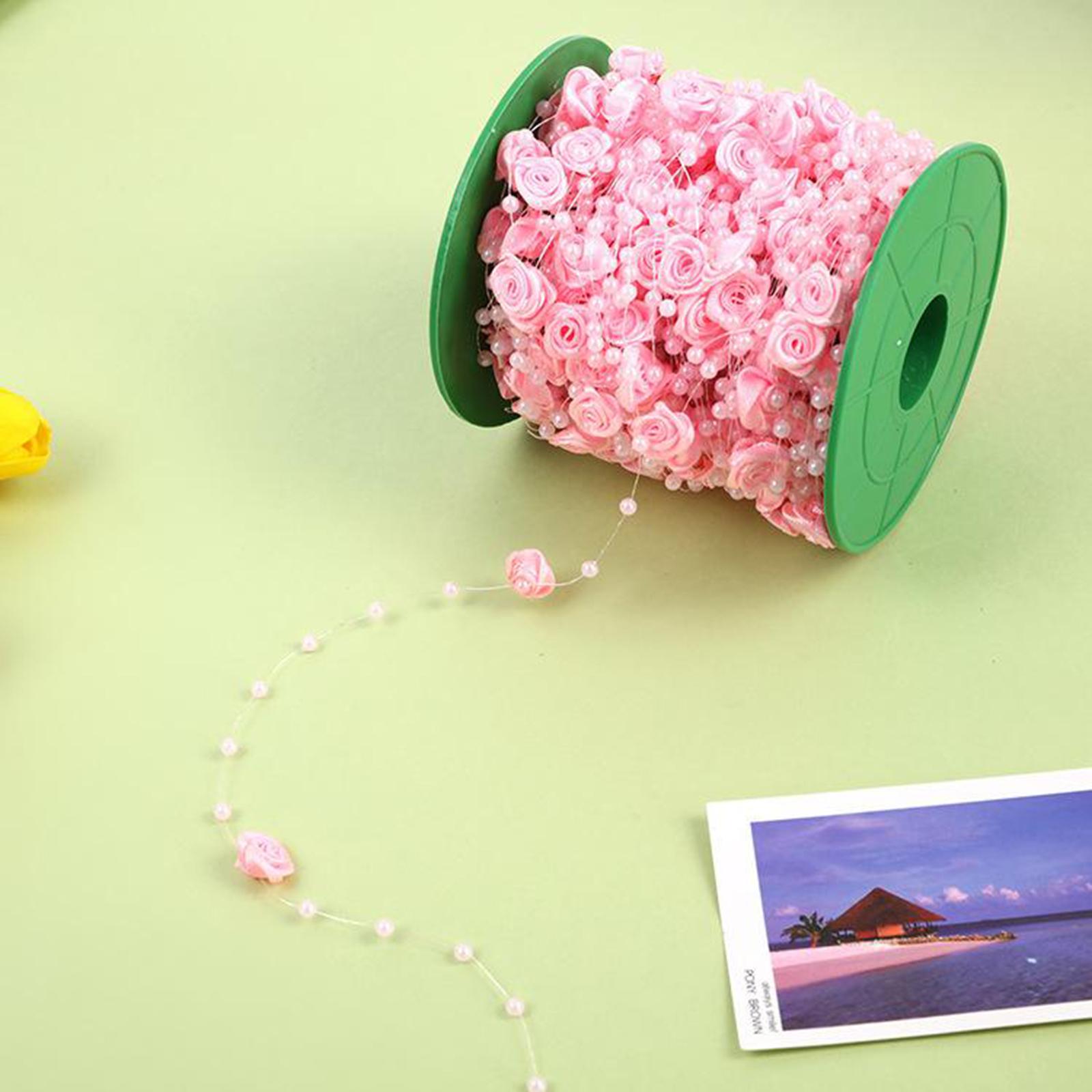 Pearl Garland Beads Chain Trim DIY Wedding Bride Craft Accessories Pink