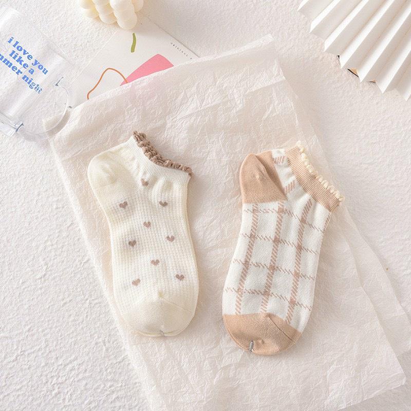 Tất cổ ngắn nữ, vớ nữ cổ bèo chất vải cotton co giãn bốn chiều thoáng khí