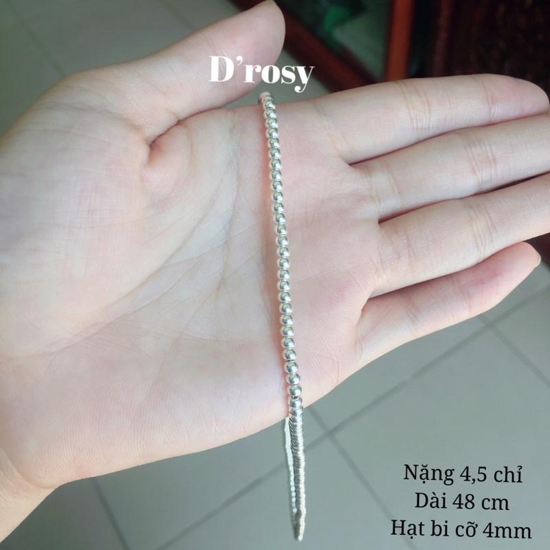 Dây chuyền bạc bi tròn trơn cho người lớn cỡ 3mm 4mm 5mm 6mm dài 47-55 cm chuẩn bạc ta c