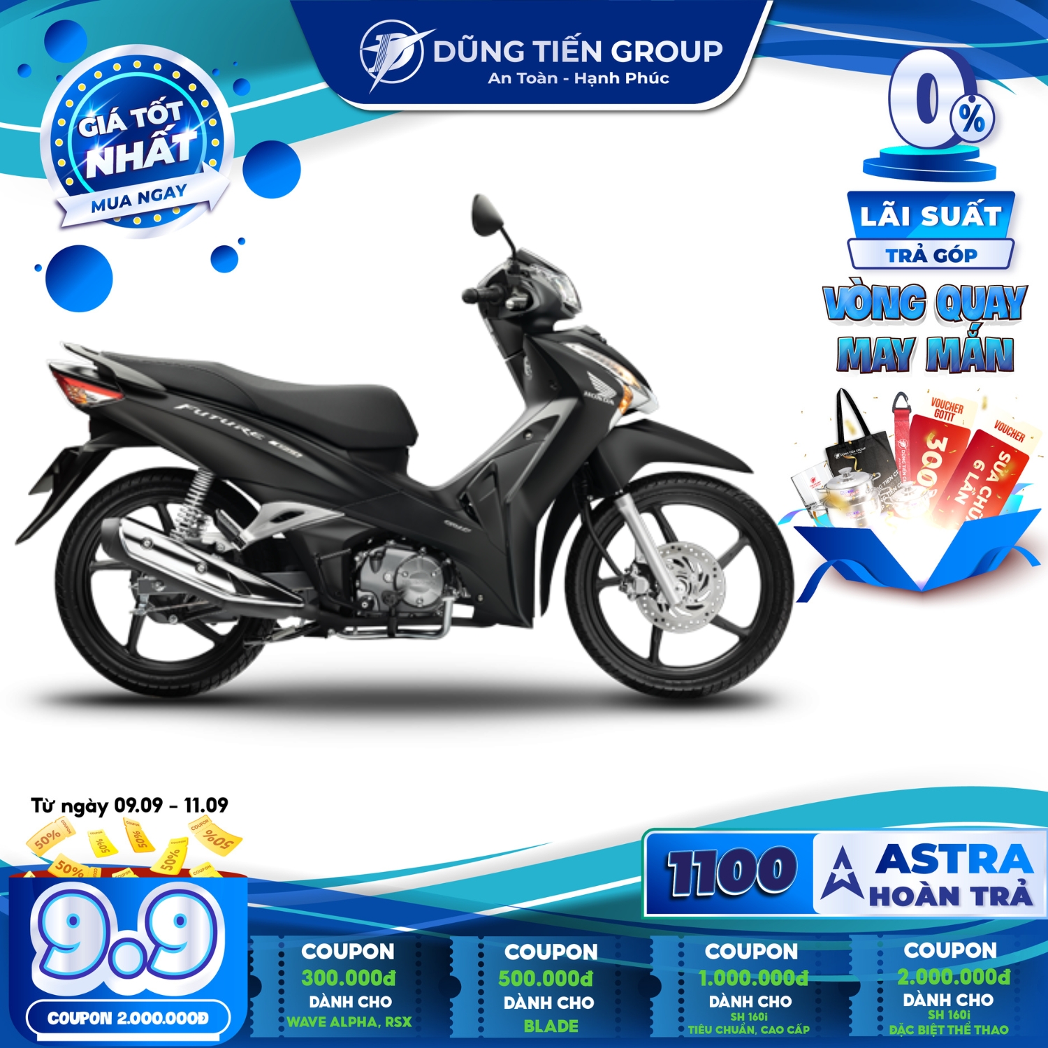 Xe Máy Honda Future 125 FI 2022 - Phiên Bản Đặc Biệt - Phanh Đĩa - Vanh Đúc - Đen