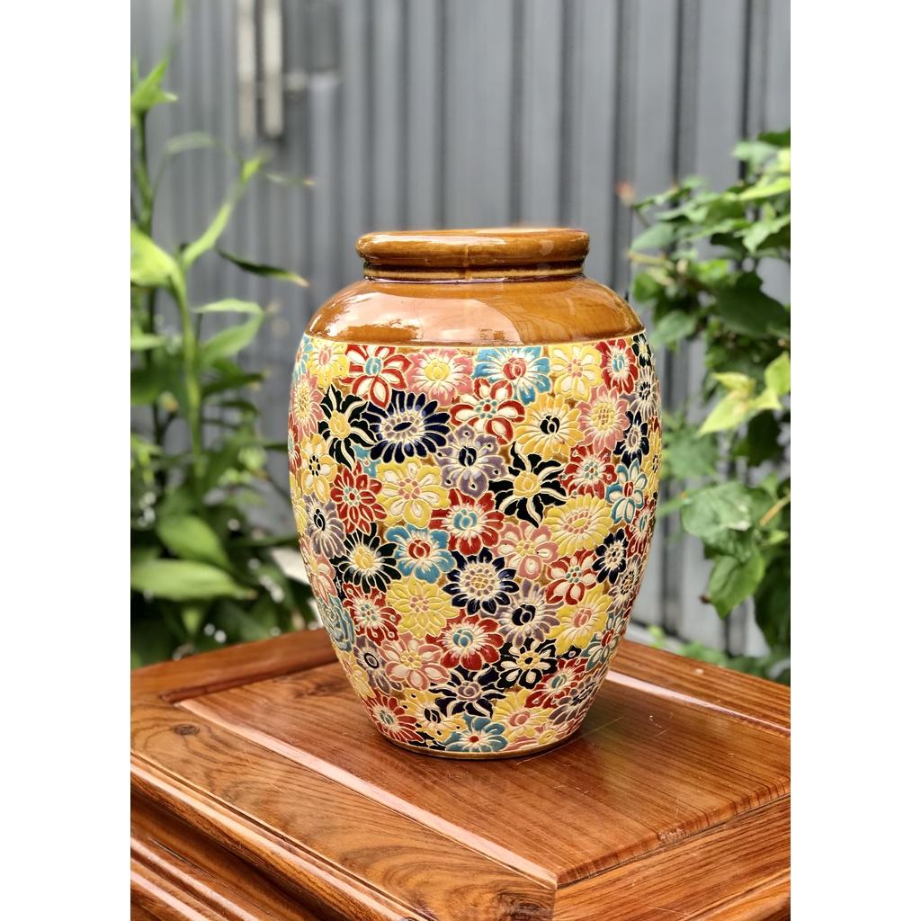 BÌNH BÁCH HOA 30CM GỐM SỨ NAM BỘ THỦ CÔNG CẮM BÔNG TRANG TRÍ DECOR