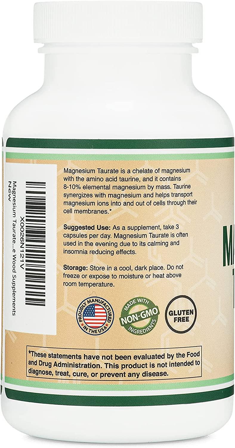 Magnesium Taurate Supplement for Sleep, Calming, and Overall Support 1,500mg Manufactured in USA, 1200 Capsules