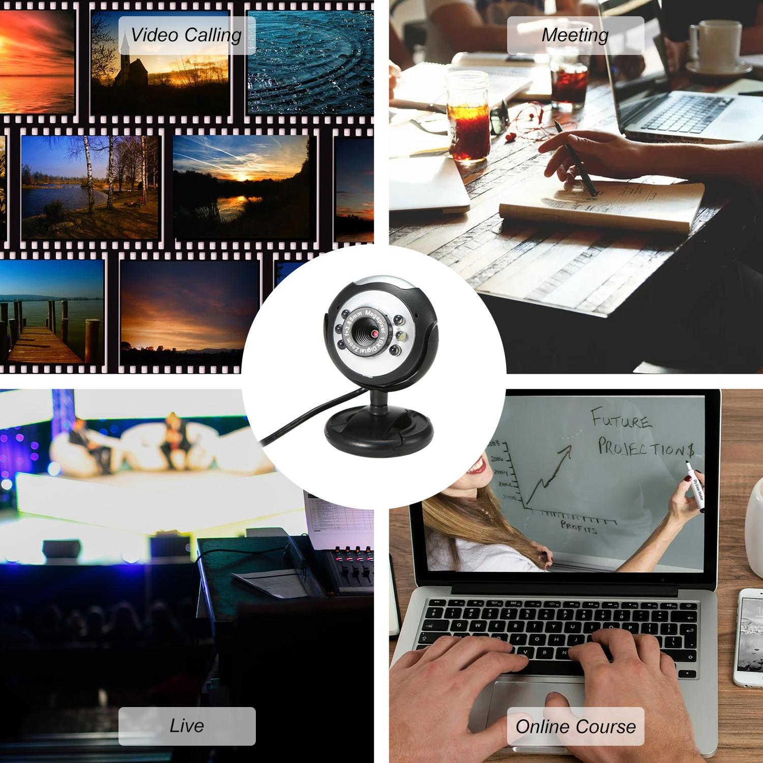 Webcam Camera Qua Usb Có Thể Xoay 360 Độ Cho Pc Máy Tính Xách Tay Trực Tiếp Hội Nghị Truyền Hình 640P