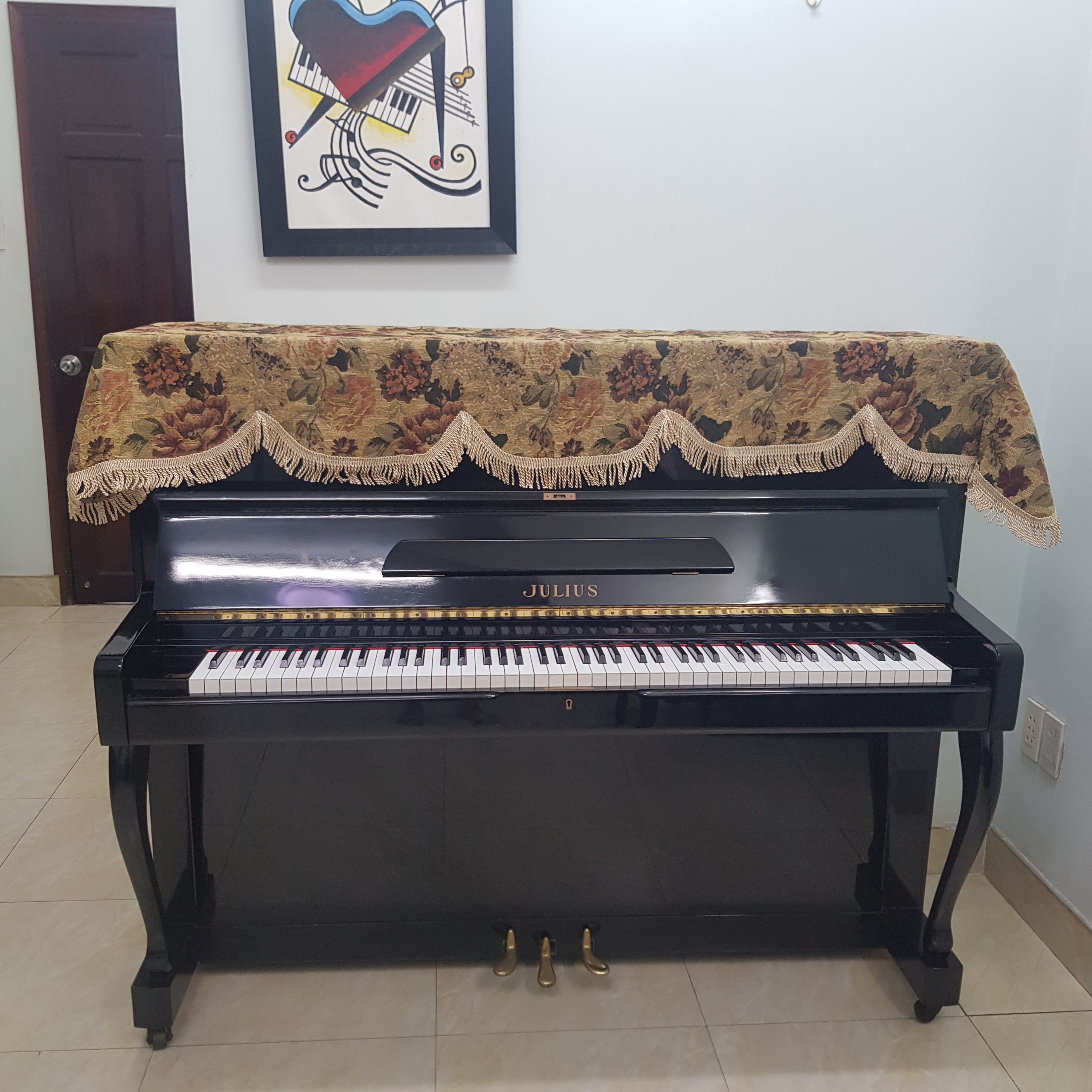 Khăn phủ đàn Piano mẫu Hoa Cổ Điển