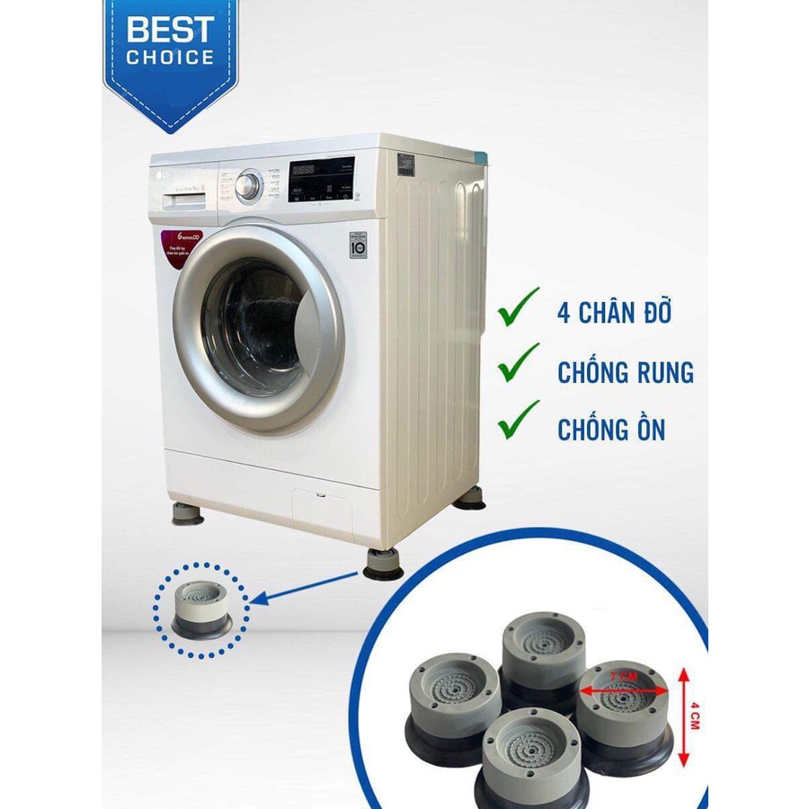 Bộ 4 miếng đệm cao su chống rung máy giặt, tủ lạnh phù hợp với mọi loại máy gia đình, công nghiệp, độ bền cao KHUYẾN MÃI SỐC HÔM NAY