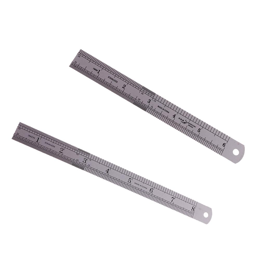 2 x Durable Stainless Steel Straight Ruler for Carpenter,Engineering,Teacher
