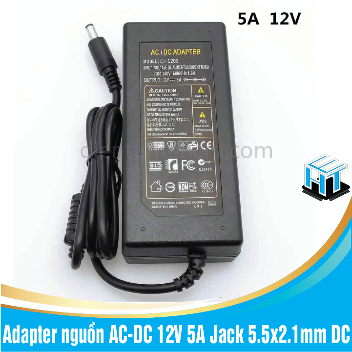 Adapter nguồn AC-DC 12V 5A Jack 5.5x2.1mm DC