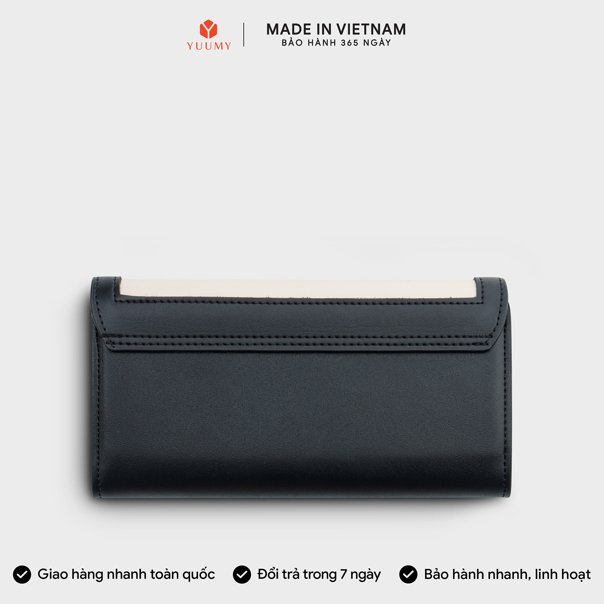 Ví Yuumy ( Thời trang nữ phối màu kèm dây đeo chéo - Ví da Seasand YV103 )