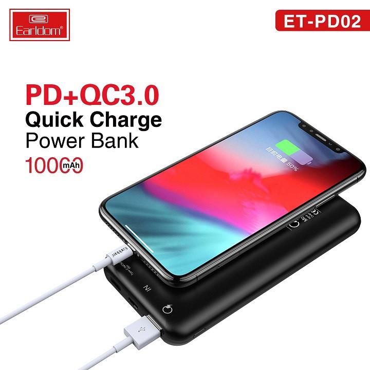 Sạc Dự Phòng 10000mAh Earldom PD02 Hàng Chính Hãng