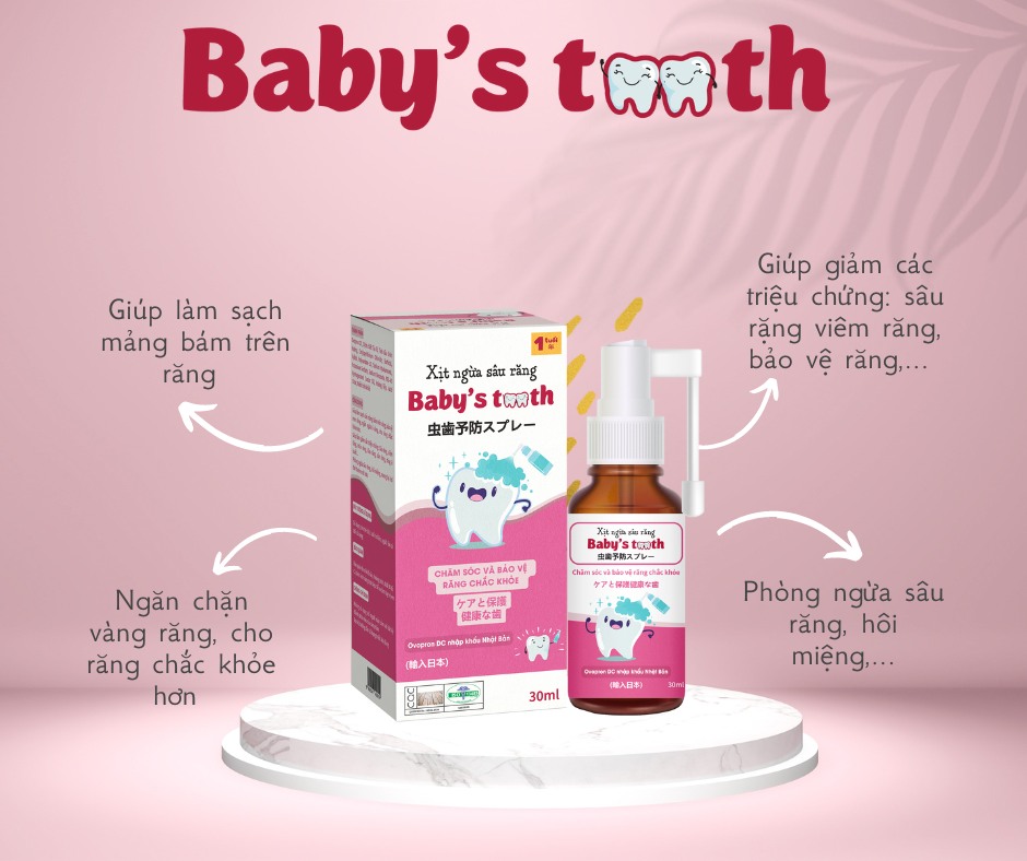 Xịt sâu răng cho bé trẻ em kem đánh răng nuốt được xịt chống ngừa sâu răng Baby's Tooth