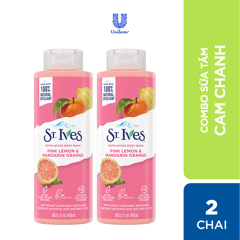 Combo 2 chai Sữa tắm dưỡng da St.Ives Cam Chanh 473ml