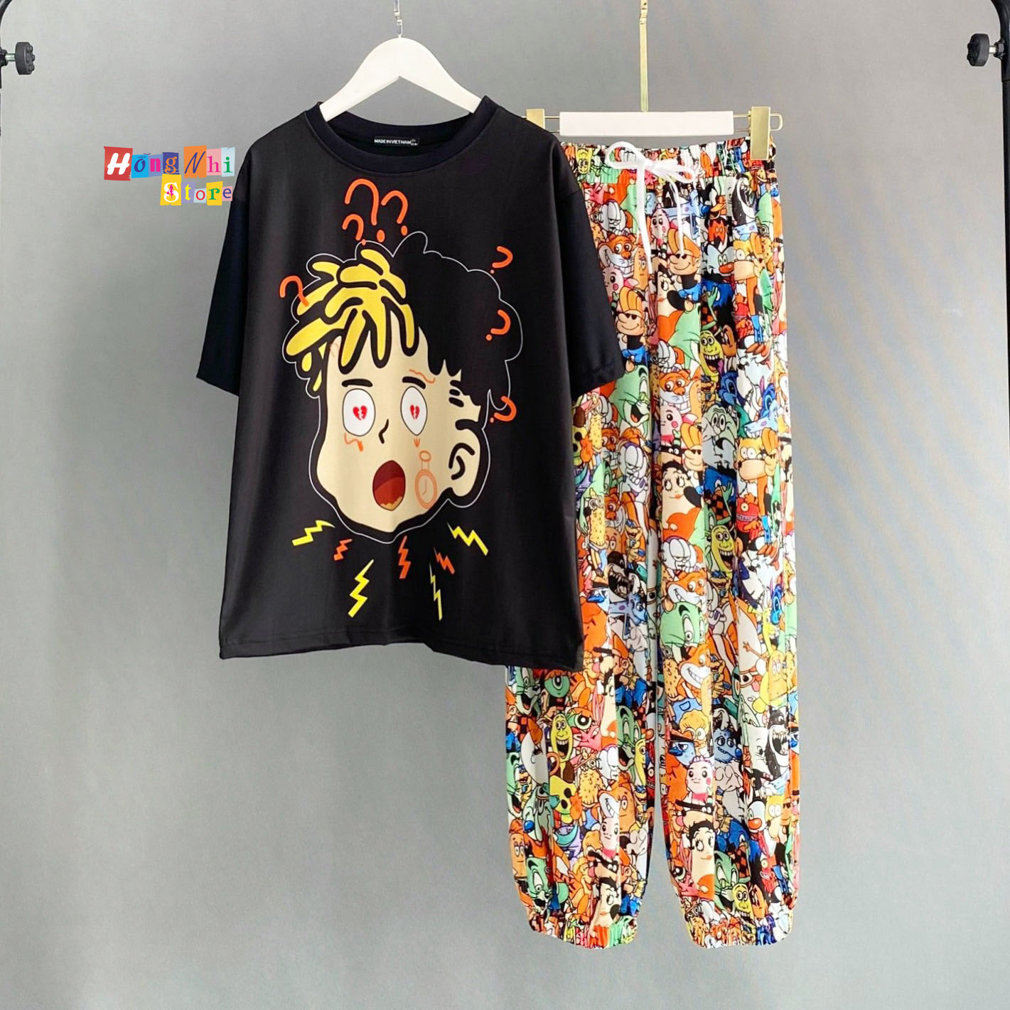 Quần Hoạt Hình Dài Bo Lai Cartoon Pant V2 Oversize Ulzzang Unisex - MM