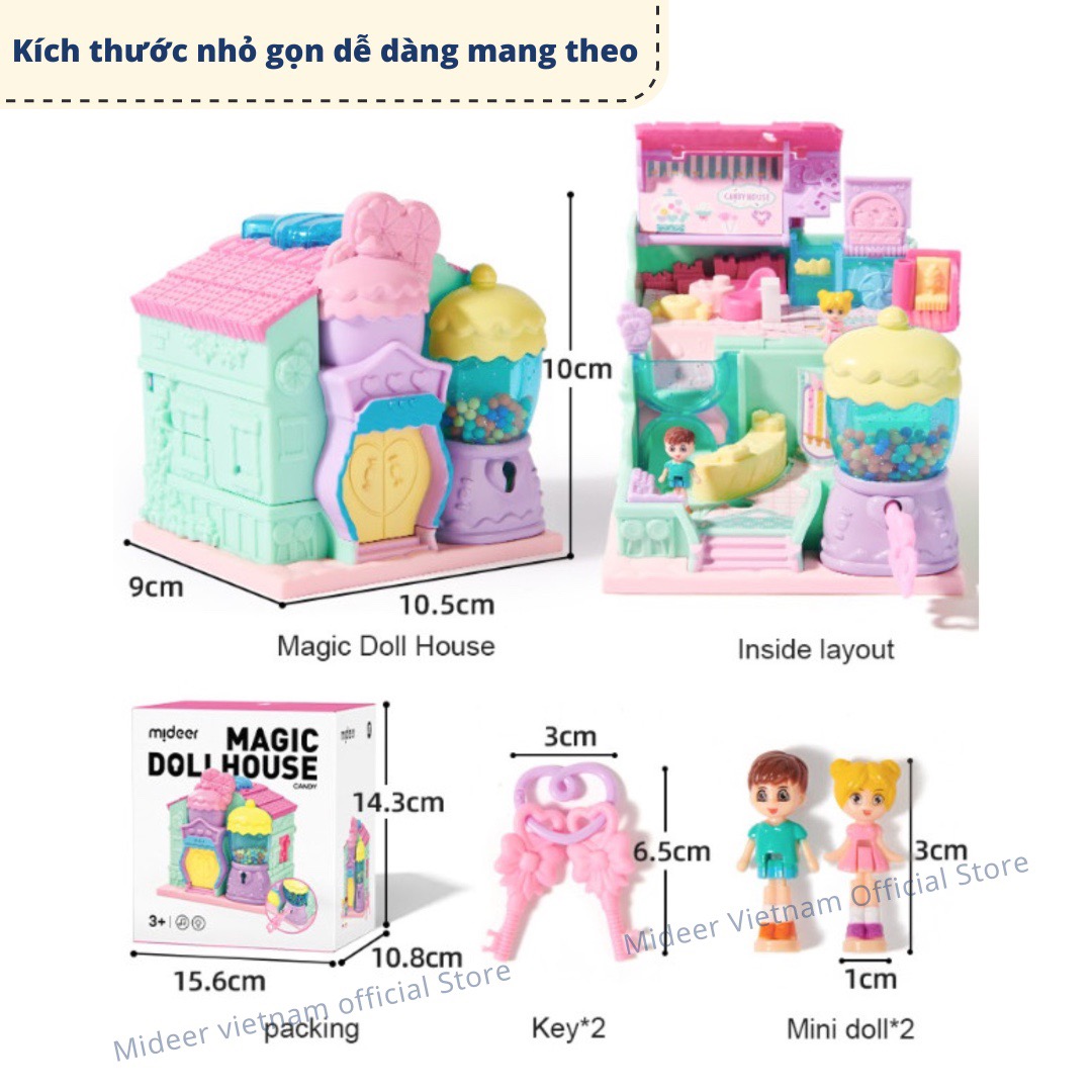 Ngôi nhà búp bê Mideer Magic Dollhouse,  mô hình mini có âm thanh cho bé 2,3,4,5,6 tuổi