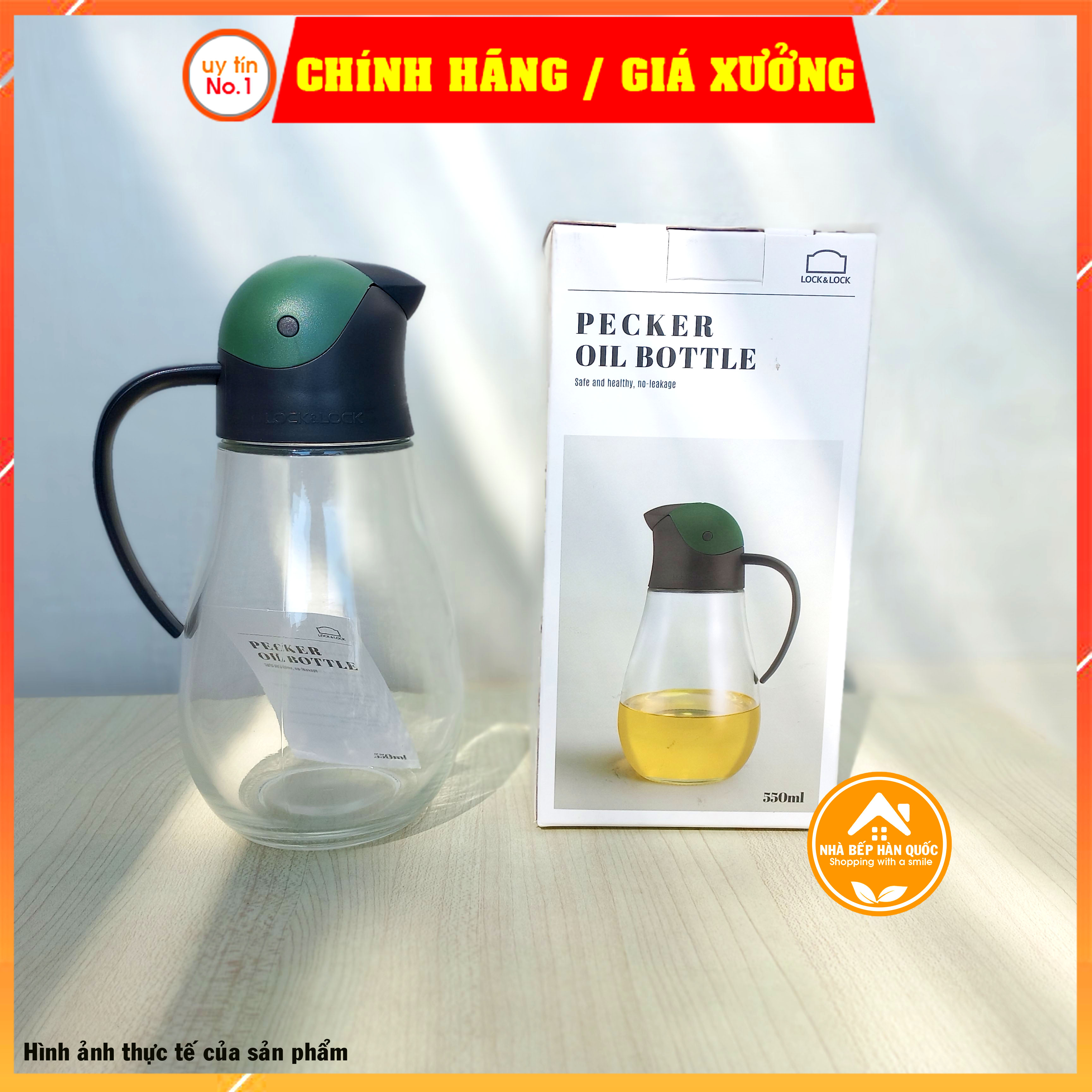 Bình thủy tinh đựng dầu LOCK&amp;LOCK tự động mở nắp CKO201 550ml