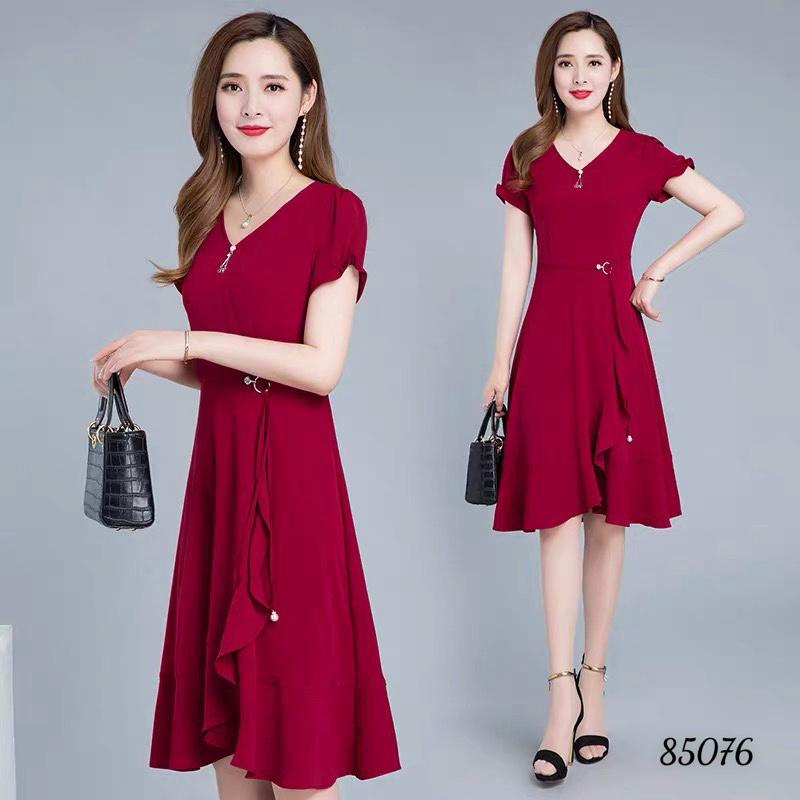 Đầm voan xếp tà dài sang trọng quý phái