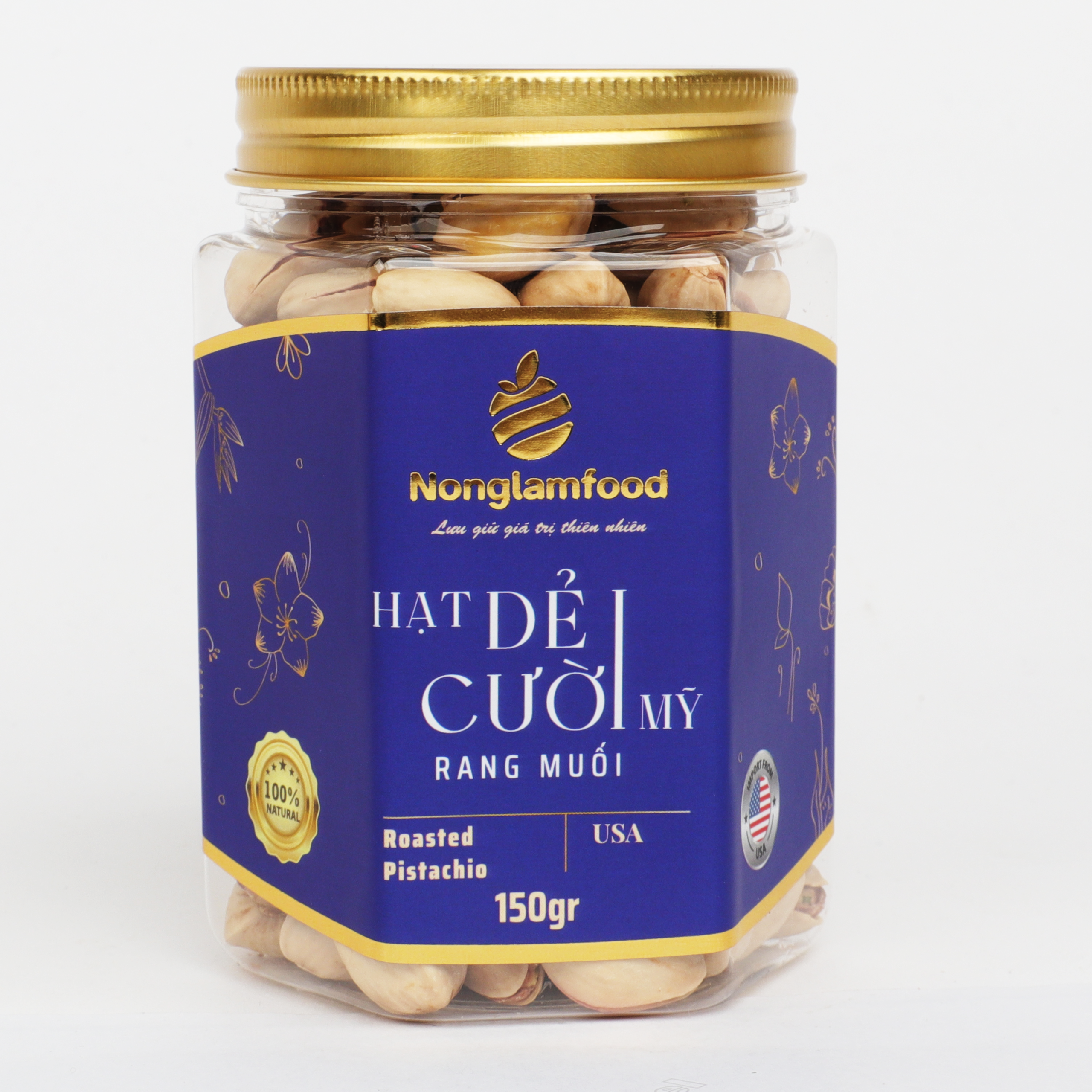 Hạt dẻ cười Mỹ rang muối Nonglamfood hũ 150g | Quà tặng cao cấp cho người thân, bạn bè, doanh nghiệp