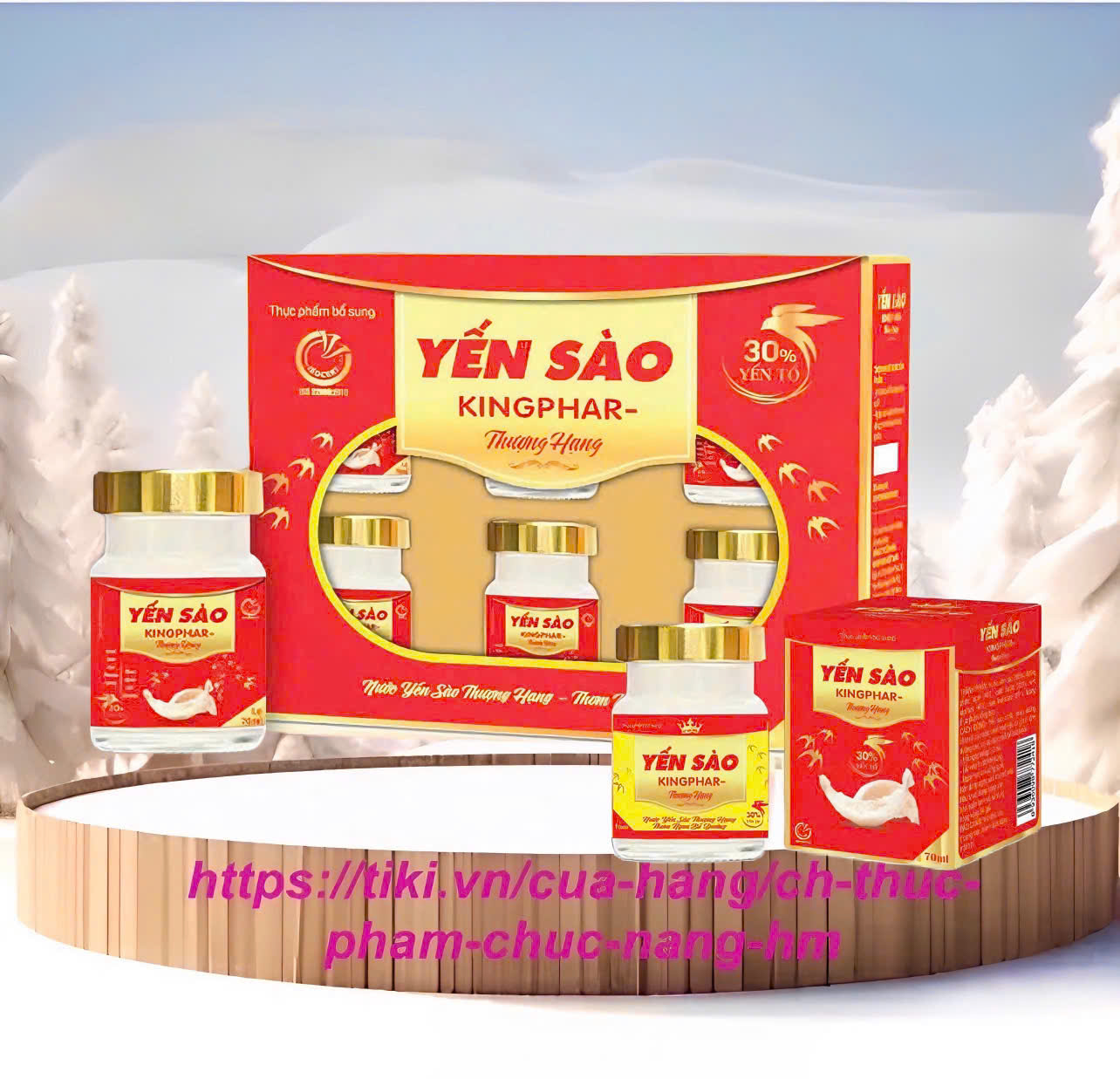 Yến sào thượng hạng 30% Kingphar ( đỏ), xách 6 hũ *70ml, tăng cường sức khỏe