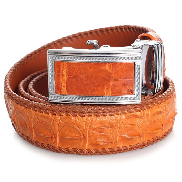 Thắt lưng nam da cá sấu Huy Hoàng đan viền 3,5P màu đen, nâu đất, vàng bò, nâu đỏ HC4216-17-18-41