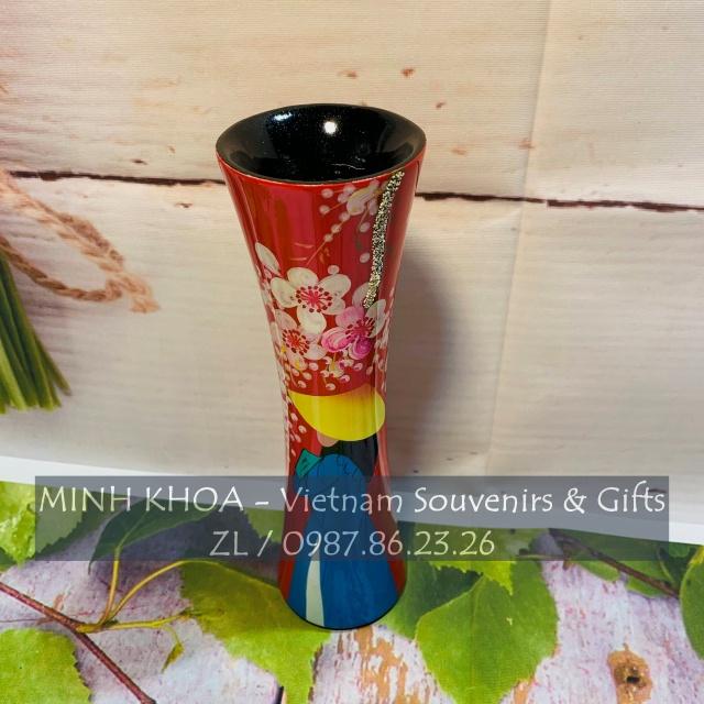 Bình Hoa Lọ Hoa Sơn Mài Thắt Eo 20 Cm - Vietnamese Lacquer Vase
